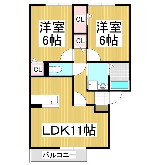 グランモアかくも(2LDK/2階)の間取り写真