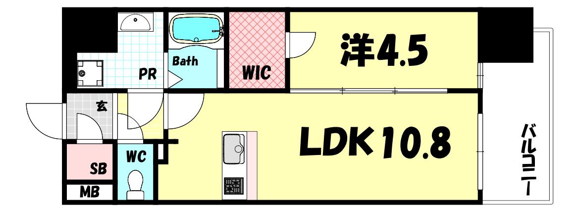 ソルテラス神戸栄町通(1SLDK/4階)の間取り写真