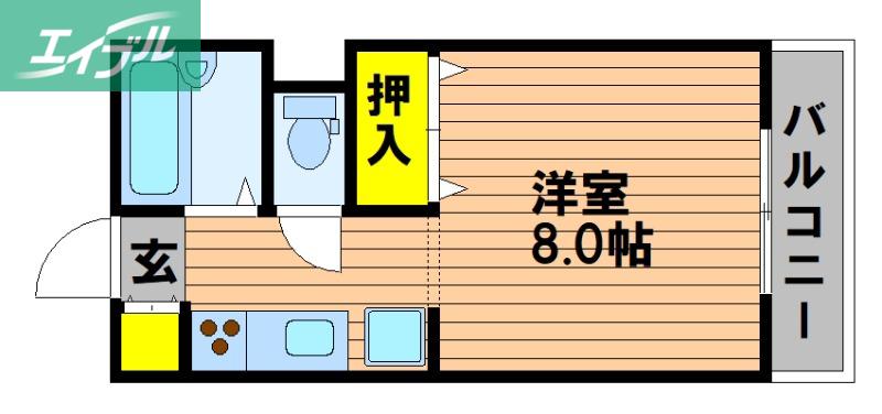 ネオモンシェリー津島B(ワンルーム/2階)の間取り写真