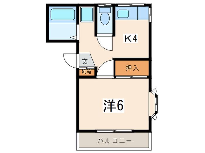リベルテハウス(1K/2階)の間取り写真