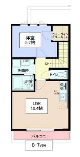 ラフィネコート(1LDK/2階)の間取り写真