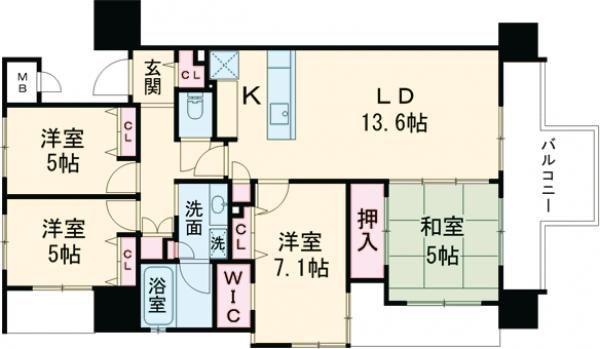 ランドアーク五番街(4LDK/3階)の間取り写真