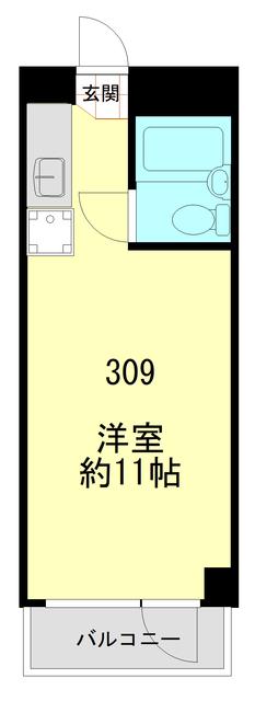 リレント山下町(ワンルーム/3階)の間取り写真