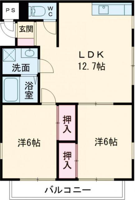 ハーバルコート・K(2LDK/3階)の間取り写真