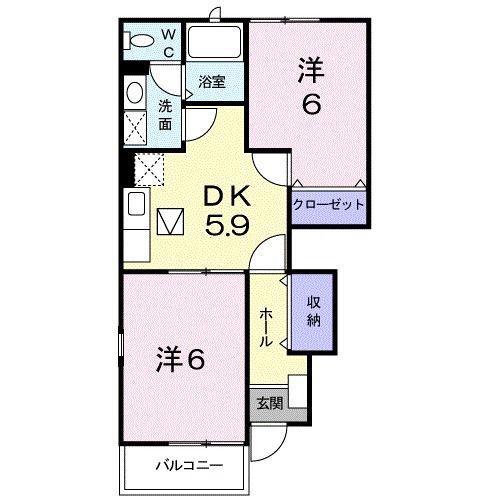 ラシーヌIII壱番館(2DK/1階)の間取り写真