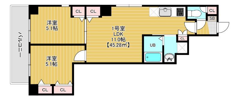 FOUR SIDE さくら公園前(2LDK/6階)の間取り写真