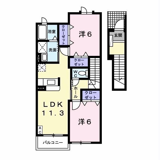 アロッジオ・ラッフィナート(2LDK/2階)の間取り写真
