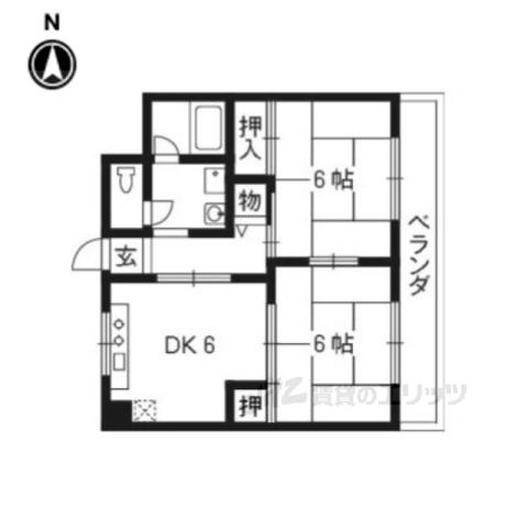 エクレール高辻(2DK/2階)の間取り写真