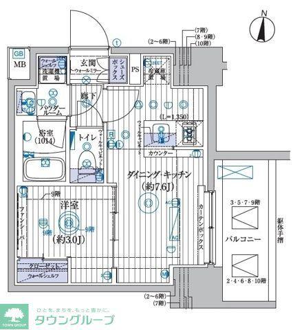 シーフォルム木場(1DK/8階)の間取り写真