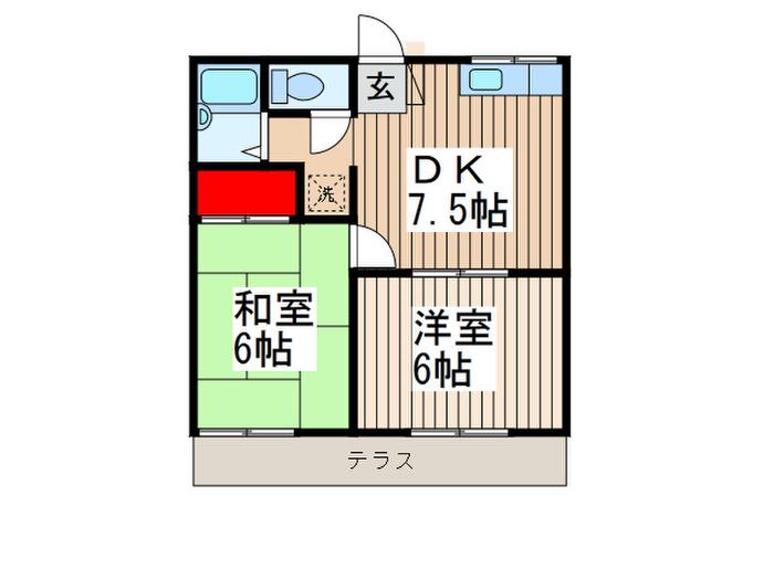 ジュネス ドミール(2DK/1階)の間取り写真