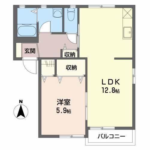 ボニート(1LDK/2階)の間取り写真