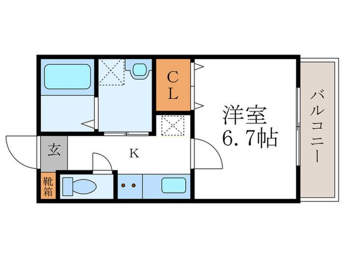 Uーハイツ(1K/1階)の間取り写真