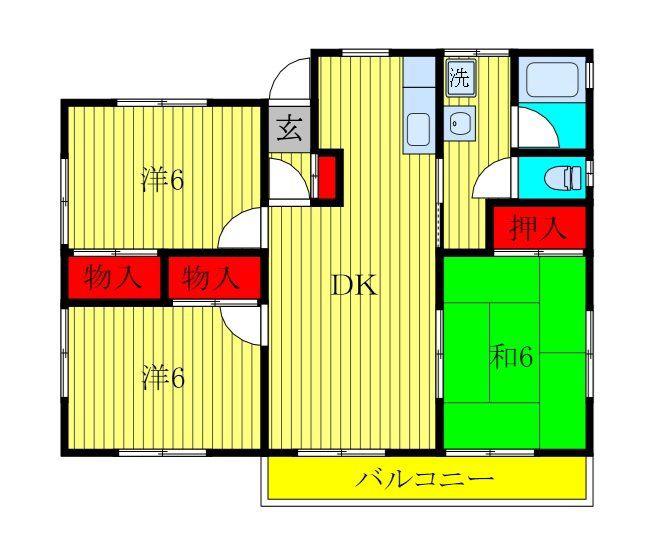 サトウハイツ1(3DK/2階)の間取り写真