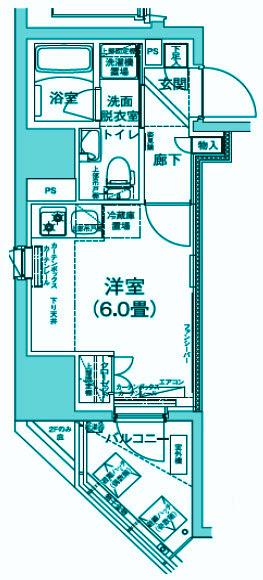 アイルグランデ南大井(ワンルーム/4階)の間取り写真