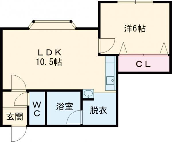パークアベニュー新富(1DK/2階)の間取り写真