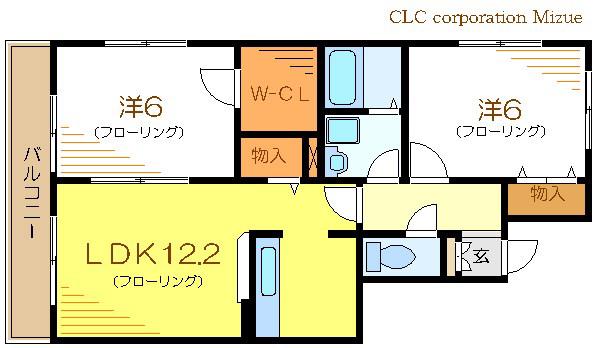 FLORAL イースト(2LDK/1階)の間取り写真