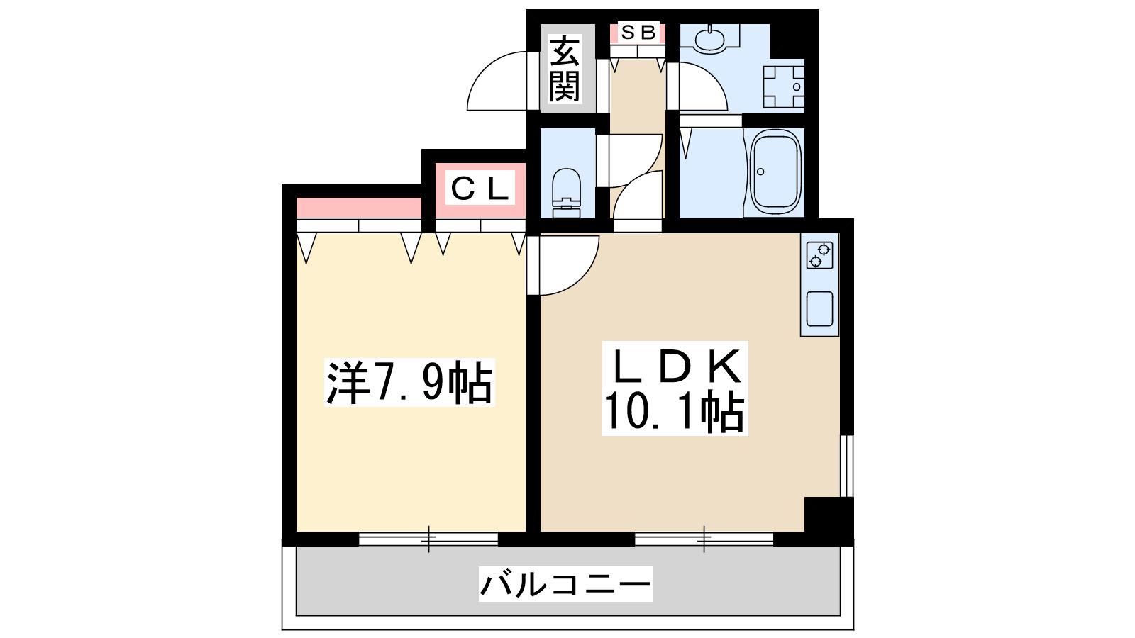 ルミネソレイユⅢ(1LDK/4階)の間取り写真