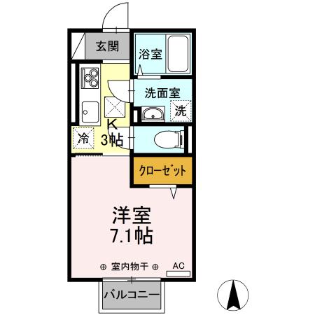 エミアス(1K/1階)の間取り写真