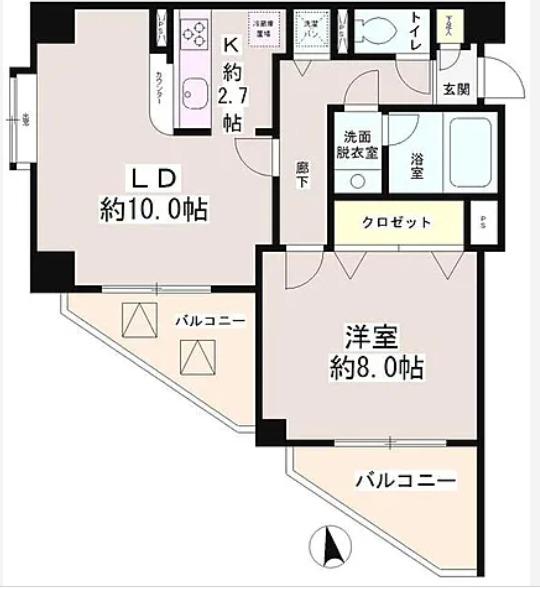 六本木プレイス(1LDK/2階)の間取り写真