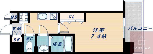 LUXE江坂II(1K/3階)の間取り写真
