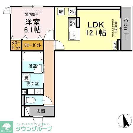トリシア円行2丁目プロジェクト(1LDK/3階)の間取り写真