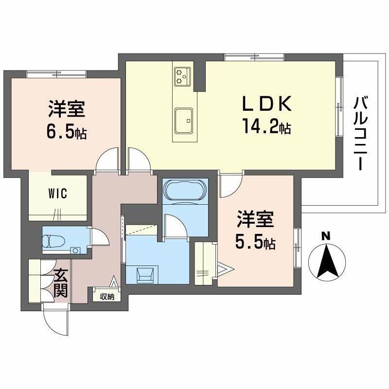 ファミール夜寒(2LDK/2階)の間取り写真
