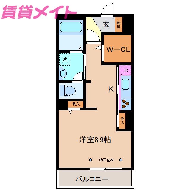 グランエクラージュ(ワンルーム/2階)の間取り写真