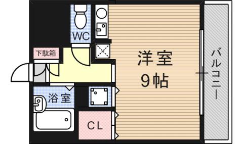 シャトーボヌゥール今城(ワンルーム/3階)の間取り写真
