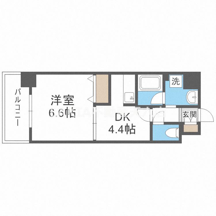 グランドールハタダビルディングI(1DK/9階)の間取り写真