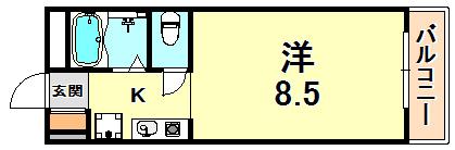 萌NAKATANI(1K/3階)の間取り写真