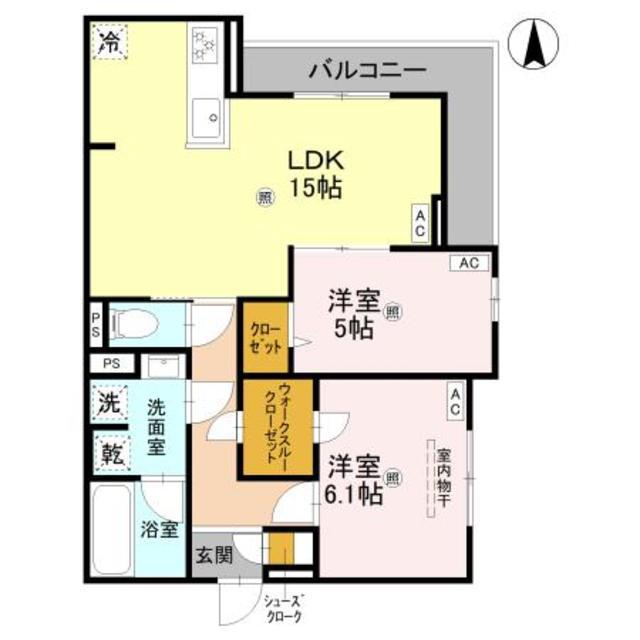 トリシア今川(2LDK/3階)の間取り写真