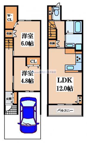 ヘレナガーデン玉串町西II(2LDK/1階)の間取り写真
