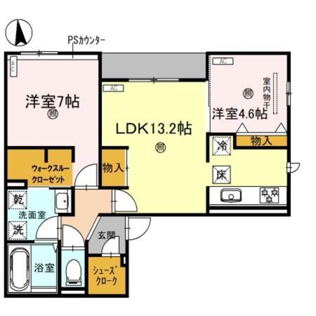スペチアーレ今川(2LDK/1階)の間取り写真