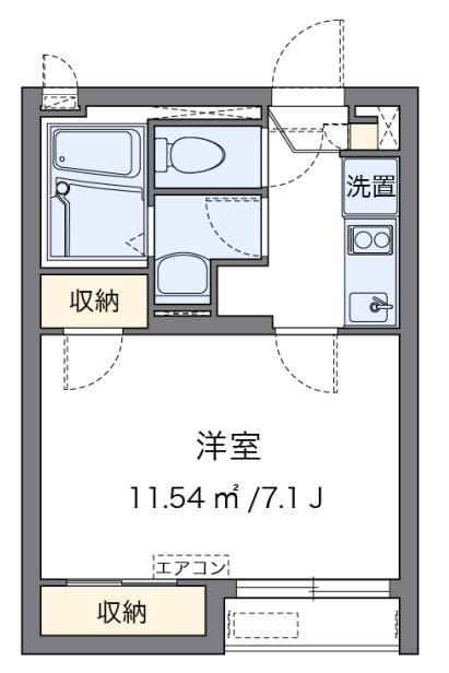 レーヴかえで(1K/2階)の間取り写真