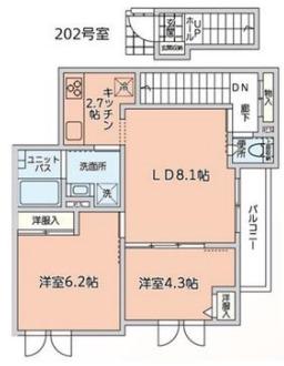 富士ハイツ(2LDK/2階)の間取り写真
