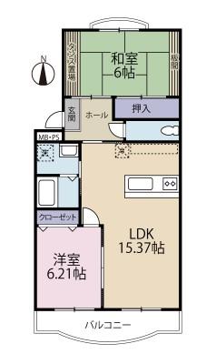 アプリットハマナコ(2LDK/3階)の間取り写真