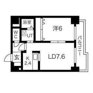 ドエル円山(1LDK/2階)の間取り写真