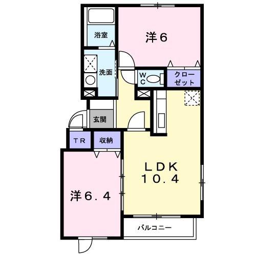 アドラーブル(2LDK/1階)の間取り写真