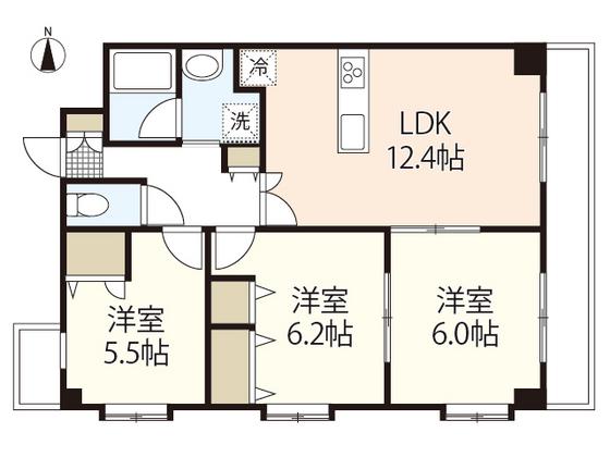 ヴァントゥールベルジェ(3LDK/6階)の間取り写真