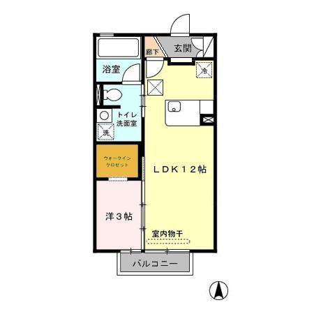 ピアヌーラ II(1LDK/1階)の間取り写真