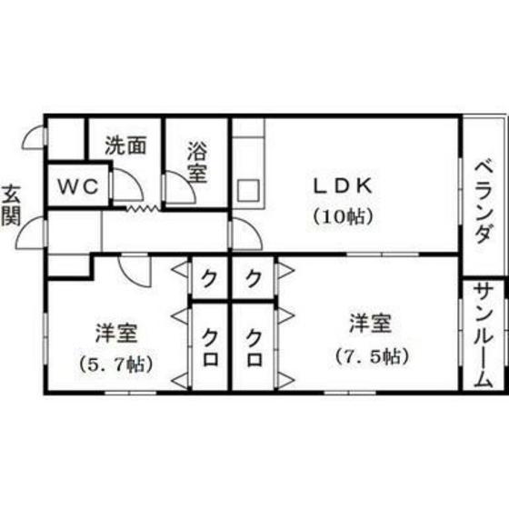 ヴィラ クレメント(2LDK/3階)の間取り写真