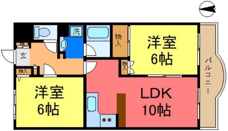 パストラルプラザ(2LDK/4階)の間取り写真