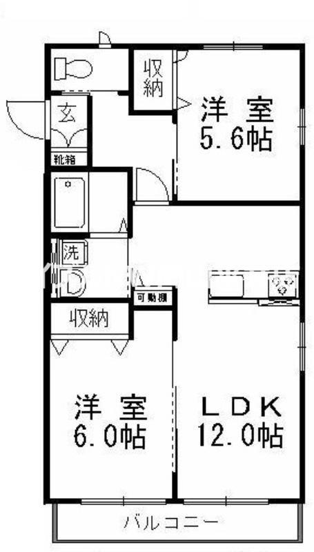 レトア垣ノ内(2LDK/1階)の間取り写真