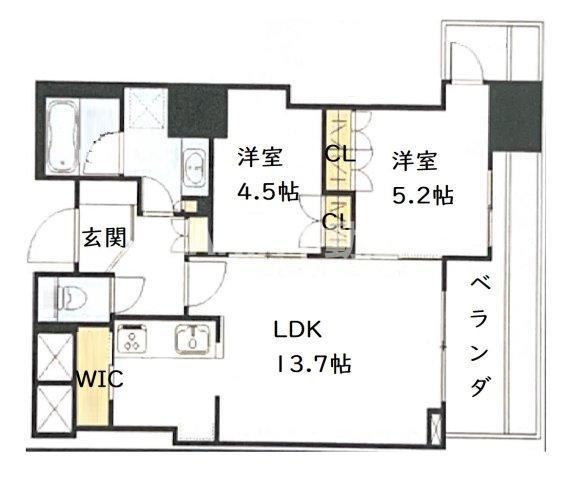 クレヴィアタワー中之島(1LDK/34階)の間取り写真