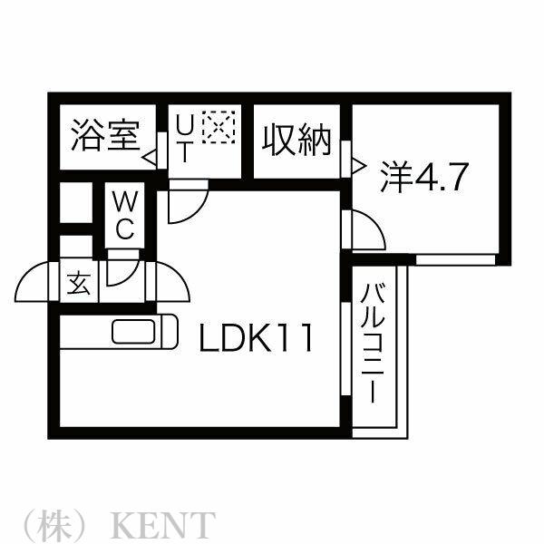 プリヴィエール西町(1LDK/2階)の間取り写真