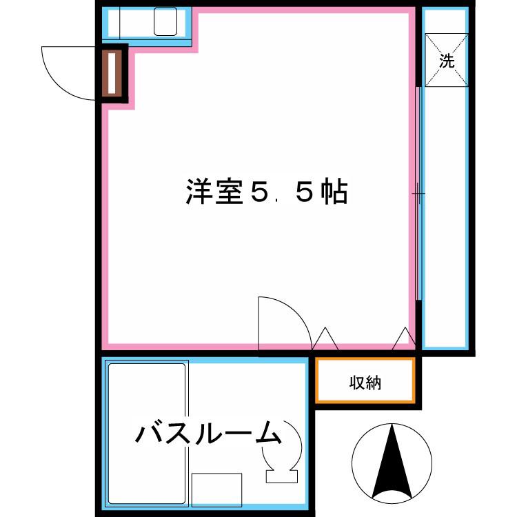 第2おおとり荘(ワンルーム/2階)の間取り写真