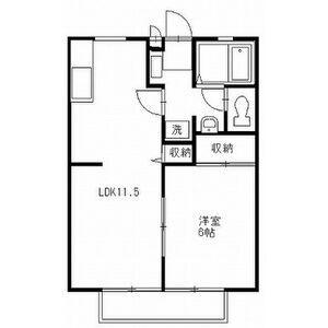ベルシオンB(1LDK/2階)の間取り写真