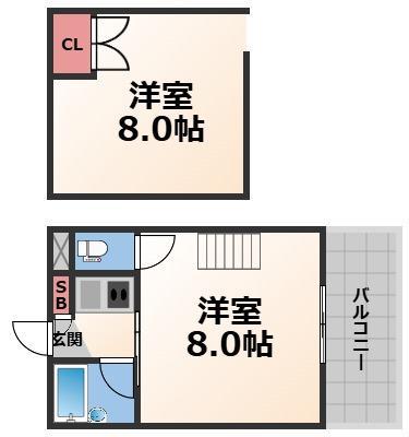 ベルジュネス(2K/1階)の間取り写真