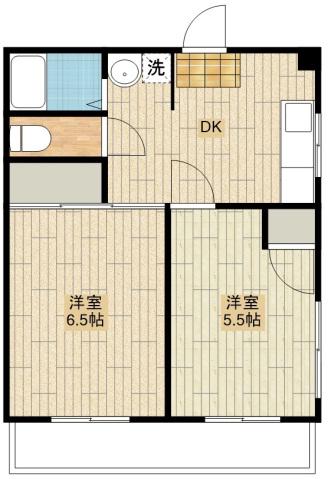 ハイツ山田I(2DK/1階)の間取り写真