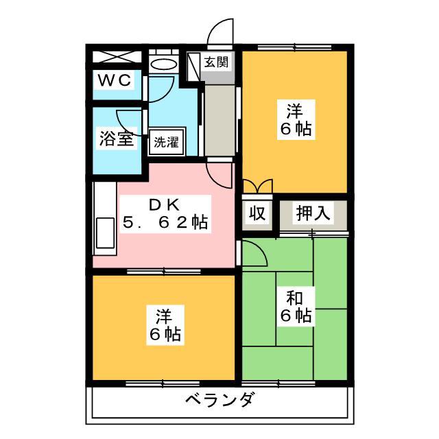 レジデンスMOTOMACHI(3DK/2階)の間取り写真